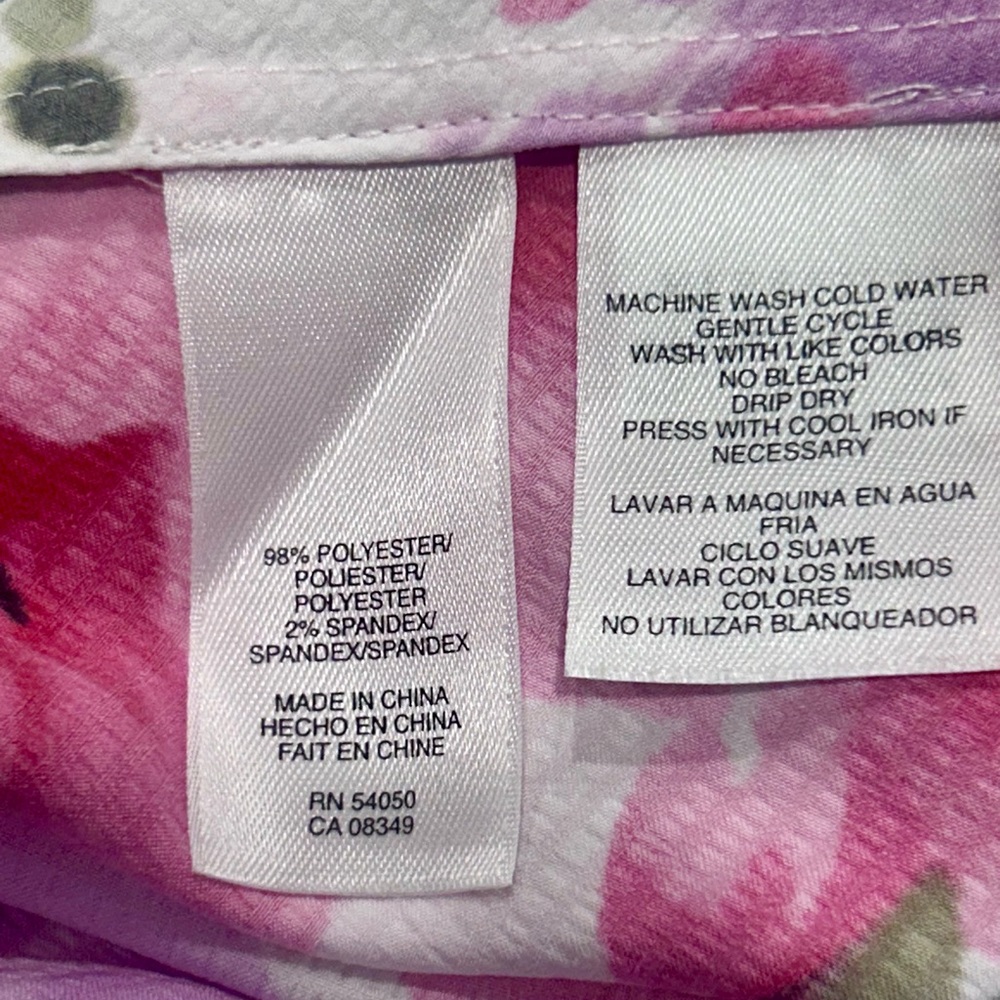 🩷”Anne Klein” NWT Multi Color Pink/Lavender Floral Cowl Neck Short Sleeve Blouse - Picture 10 of 12